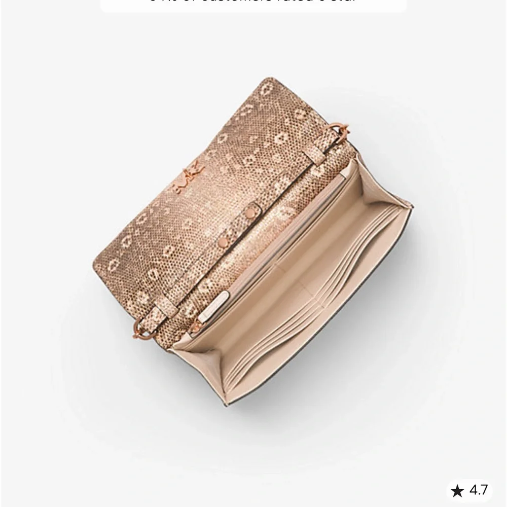 Michael Kors J Mott‎ Lizard Embossed lesther Crossbody Rose Gold - Picture 3 of 6